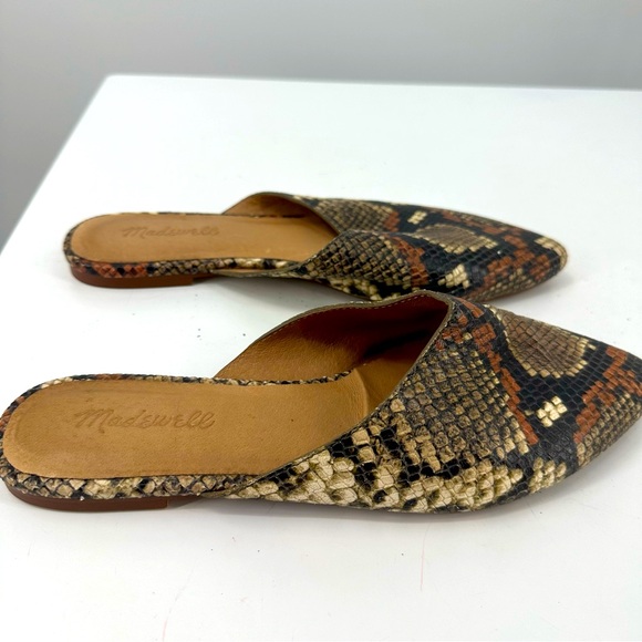 Madewell Remi Mules Slip On Snakeskin Print Brown Tan Black Womens 8.5 - Picture 3 of 8